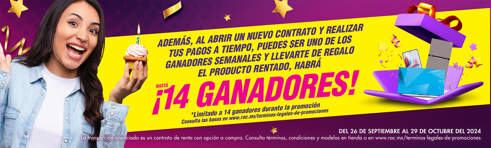 ¡Conviértete en uno de loa 14 ganadores y llévate el artículo que rentaste de regalo!