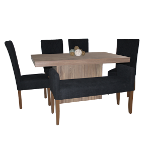 Conjunto Comedor Alabama con 4 sillas y 1 banca, diseño clásico y moderno.