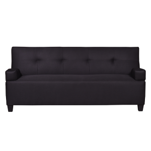 Sofá cama Montego minimalista con tapizado negro y mecanismo click clack.